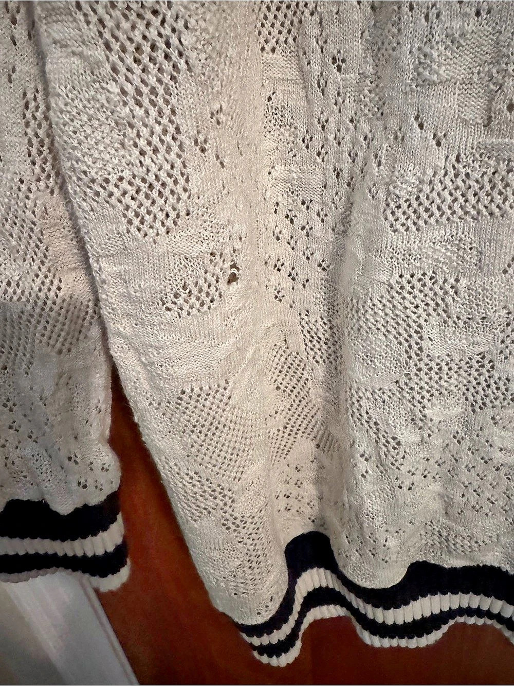 Free People Crochet Trim Bomber Jacket Cardigan Cream & Black - Picture 5 of 5